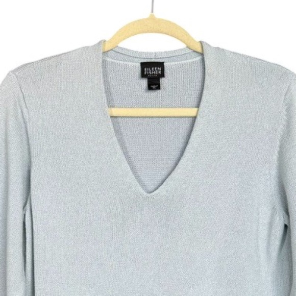 Eileen Fisher Light Blue V-Neck Long Sleeve Sweater Women's Size PL - Picture 5 of 9